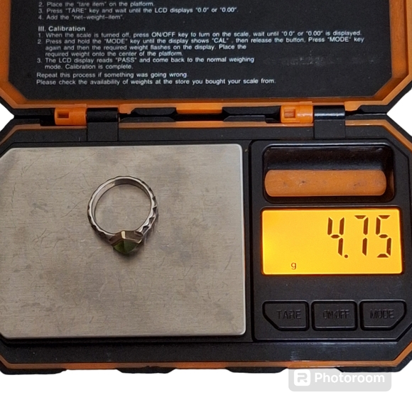 Jane Bohan 18k & 925 With Peridot Modernist Geometric Triangle Design Ring Sz 7 - Picture 6 of 9